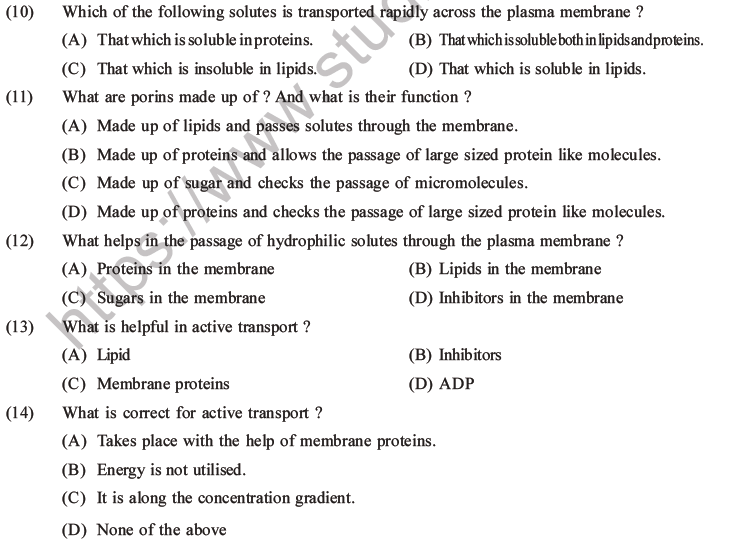 NEET Biology Transport in Plants MCQs Set A, Multiple Choice Questions